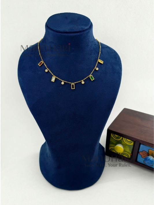 Aurelia multistone charm necklace with colorful stone and pearl detailing