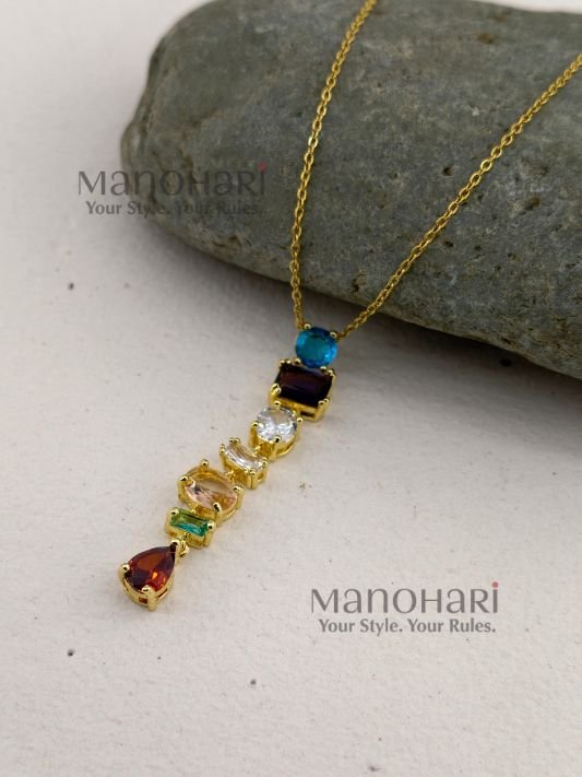 MN-NK-AMLP-AUR-01_2 Aurelia multistone luxe pendant necklace with American diamond detailing