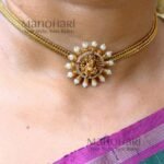 Aurelia regal pearl choker with Lakshmi temple pendant