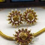 Aurelia regal pearl choker with Lakshmi temple pendant