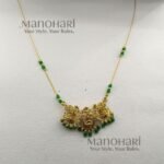 Aarini temple grace invisible necklace with Lakshmi green stone detailing