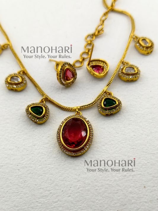 Tanmayi kemp matte gold necklace set for women elegant traditional jewellery