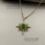 Meher emerald luxe chain with radiant green oval pendant