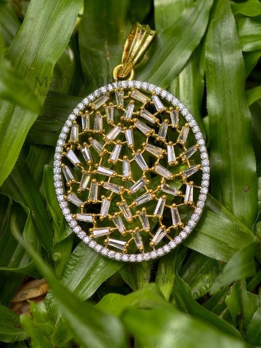 Meher luxe crystal pendant set with American diamond stones
