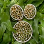 Meher luxe crystal pendant set with American diamond stones