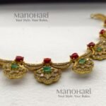 Ruhani emerald coral elegance set with royal gemstone curved necklace detailing