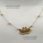 Tanmayi Lakshmi pearl grace necklace with multicolor temple stone detailing