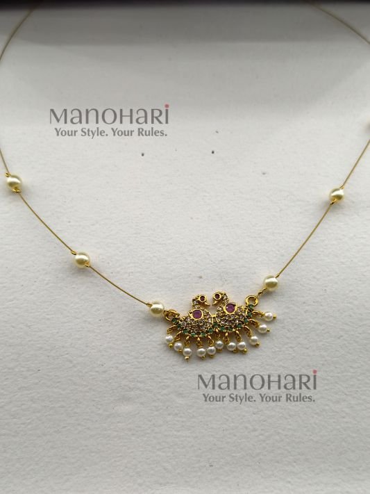 MN-NK-TLPG-TAN-01_1 Tanmayi Lakshmi pearl grace necklace with multicolor temple stone detailing