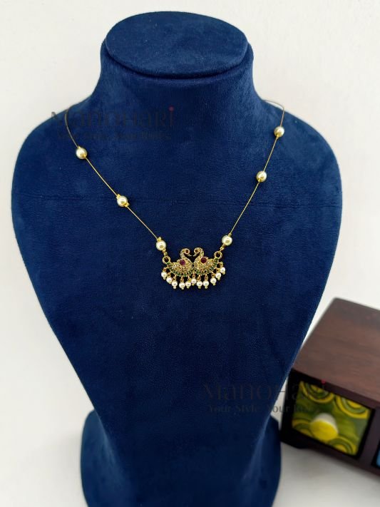 MN-NK-TLPG-TAN-01_2 Tanmayi Lakshmi pearl grace necklace with multicolor temple stone detailing