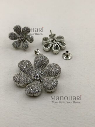 Aurora blossom grace pendant set with sparkling floral stone detailing
