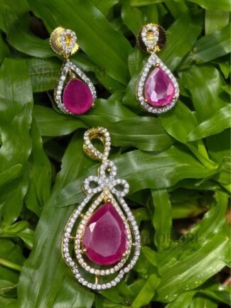 Aurora ruby grace pendant set with sparkling American diamond detailing