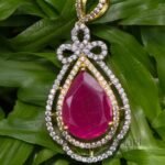 Aurora ruby grace pendant set with sparkling American diamond detailing