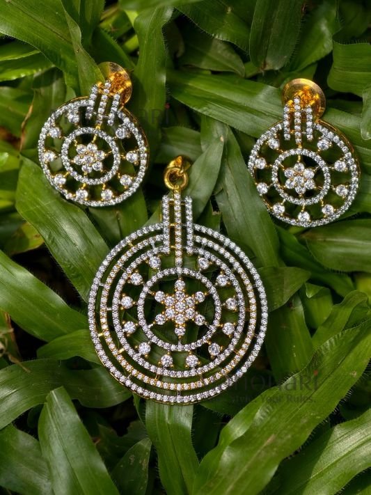 Ruhani golden elegance set with sparkling American diamond detailing