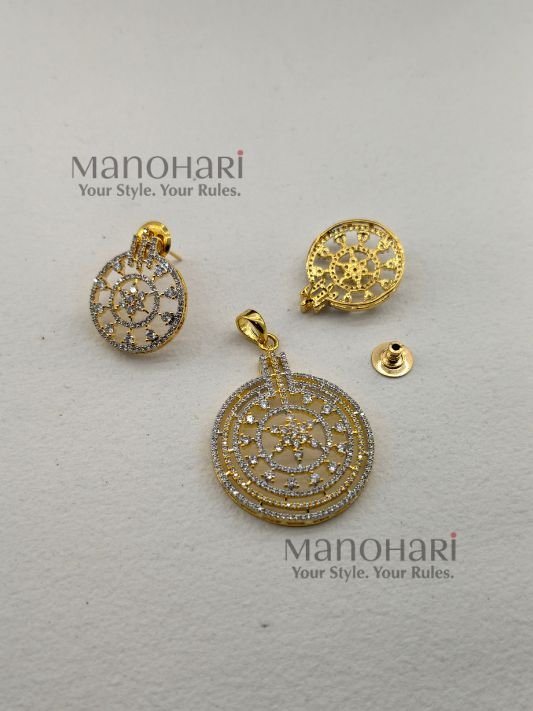 Ruhani golden elegance set with sparkling American diamond detailing