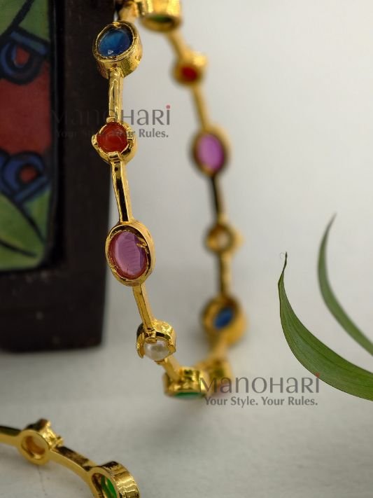 **Lakshita Antique Bangles in premium matte gold polish crafted from brass for women.**