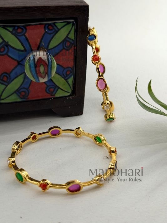 **Lakshita Antique Bangles in premium matte gold polish crafted from brass for women.**