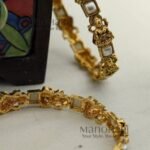 Elegant high gold polished Temple Pearl Bangles for weddings, festivals, and traditional occasions.