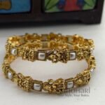 Elegant high gold polished Temple Pearl Bangles for weddings, festivals, and traditional occasions