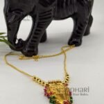 **Rangoli Nettipattam Heritage Chain in premium gold-plated finish with elegant seed bead detailing and traditional 6 cm pendant for women.**