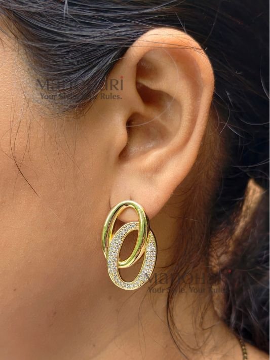 Aurelia Interlock Elegance Earrings featuring a sophisticated interlinked design crafted from premium waterproof anti-tarnish stainless steel
