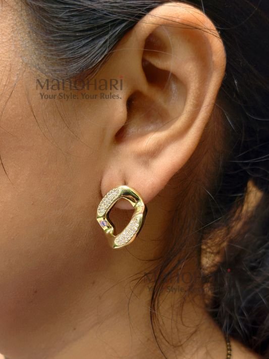 Aarini Noir Ivory Statement Earrings featuring a chic black-and-ivory geometric design with elegant modern styling