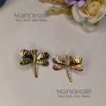 Meher dragonfly charm studs featuring a chic dragonfly design with a radiant gold-tone finish