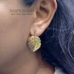 Meher golden vine earrings with elegant 18K gold botanical detailing