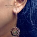 Meher Regal Radiance Dangler Earrings featuring an antique-inspired design with intricate detailing and an elegant long-drop silhouette