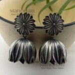 **Noor Oxidised Silver Jhumki Earrings crafted from premium German Silver with a silver-plated finish, featuring a classic circular jhumka design for women.**