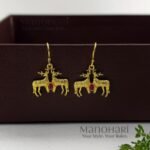 Ruhani deer elegance drops earrings featuring a graceful deer motif with a radiant gold polished finish
