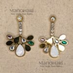 Ziya Bloom Drop Earrings featuring a floral gold-plated design with sparkling cubic zirconia accents