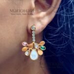Ziya Bloom Drop Earrings featuring a floral gold-plated design with sparkling cubic zirconia accents