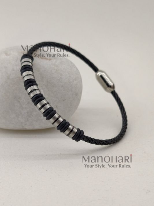 MN-MB-AESB-AAR-01_2 Aarav elite steel bracelet for men crafted from premium stainless steel with a sleek modern finish