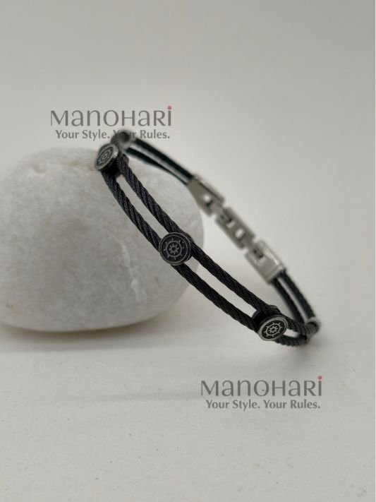 MN-MB-VSBR-VAI-01_3 Vaibhav signature bracelet for men crafted from premium stainless steel with a polished modern finish