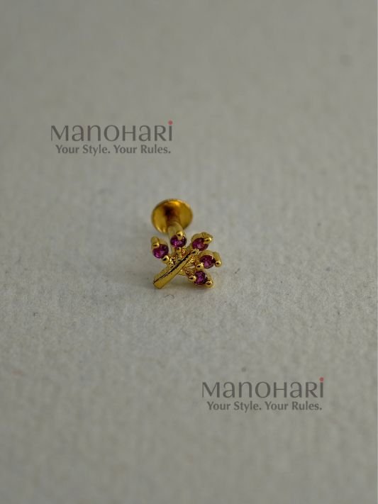 MN-NR-ADG-NAZ-02_1 **Nazara AD Gold Nose Ring featuring a sparkling 0.4 cm Cubic Zirconia (American Diamond) stone in a premium gold-plated brass setting for women.**