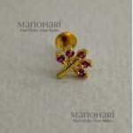 **Nazara AD Gold Nose Ring featuring a sparkling 0.4 cm Cubic Zirconia (American Diamond) stone in a premium gold-plated brass setting for women.**