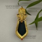 **Elephant Heritage Palakka Pendant featuring a Vinayagar-inspired elephant head, traditional Kerala Palakka, Nagapadam, and Mango motifs with intricate gold detailing.**