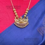 **Shri Lakshmi Heritage Pendant Set in high gold polish with matching jhumka earrings for women.**