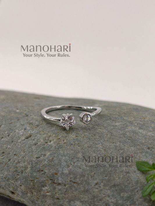 Aurelia crystal grace ring with sparkling cubic zirconia and elegant silver plated finish