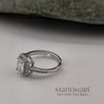 Aarini moonlight crystal ring with sparkling cubic zirconia and rhodium plated finish