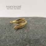 Meher golden leaf ring with elegant gold plated leaf inspired adjustable design