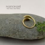 Meher golden leaf ring with elegant gold plated leaf inspired adjustable design