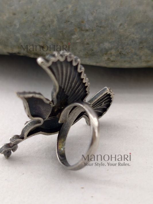 Ruhani peace dove ring with elegant bird inspired statement design