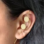 **Zaria Luxe Gold Ear Cuff crafted from premium brass with a radiant gold-plated finish, featuring a sleek modern ear cuff design for elegant everyday wear without additional piercings.**