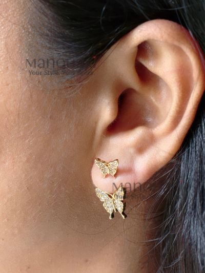 **Elina Twin Butterfly Earrings crafted from premium stainless steel, featuring an elegant twin butterfly stud design for lightweight everyday wear and timeless style.**