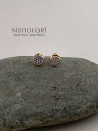 **Elina Celeste Crystal Stud Earrings featuring brilliant Cubic Zirconia (CZ) stones with a premium anti-tarnish finish, designed in a classic round stud style for timeless everyday elegance.**