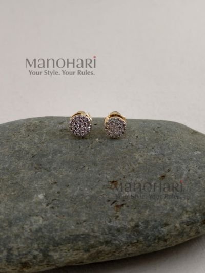 **Elina Celeste Crystal Stud Earrings featuring brilliant Cubic Zirconia (CZ) stones with a premium anti-tarnish finish, designed in a classic round stud style for timeless everyday elegance.**