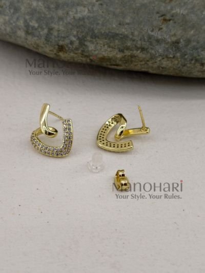 **Elina Heart Charm Earrings crafted from premium copper alloy with luxurious 18K gold plating, featuring an elegant heart-shaped design that is anti-tarnish, waterproof, and hypoallergenic for women.**