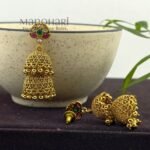 Mrunalini Pearl Heritage Jhumka crafted from premium copper and brass metal alloy with a radiant high gold polish, featuring elegant clustered pearls and heritage-inspired jhumka design for women.