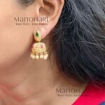 Paavni Paan Heritage Earrings crafted from premium copper, brass, and metal alloy with a high gold plated finish, featuring a traditional Paan-inspired design and elegant dome-shaped jhumka for women.